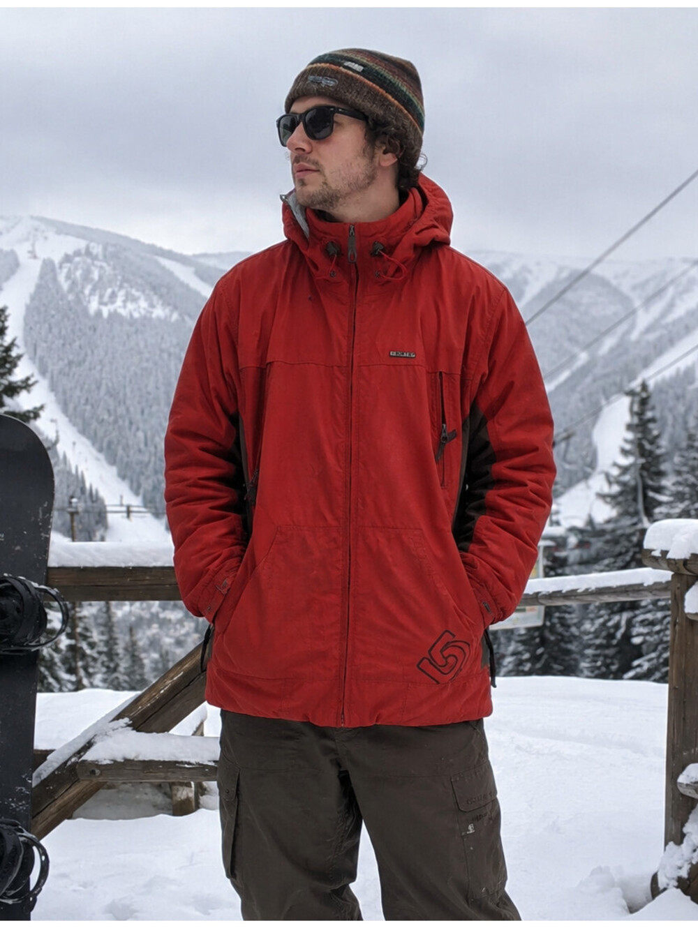 Burton Snowboards Men's S Red Hooded Insulated Ski Snowboard Jacket Y2K
